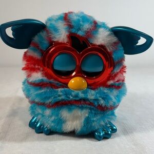 Colorful Interactive Plush Toy with Red and Blue Features